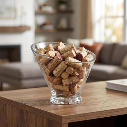 WGVI Slant Cut Calyx Glass Vase, Width 7.25", Height 6.25", Clear Terrarium, Candy Dish, Fruit Jar, Floral Container for Wedding Party Event, Home Office Decor, 1 Piece - size: Slant Cut 6.25"H