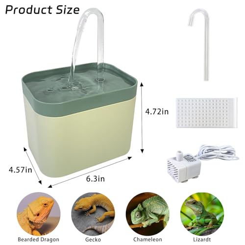 Tfwadmx Reptile Waterfall Reptile Water Fountain Lizard Drinking Fountain Chameleon Water Dripper, Bearded Dragon Cage Accessories for Lizard Gecko Snake (Green) - color: Green