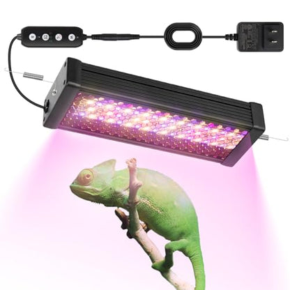 HNRLOY Reptile UVB LED Light Full Spectrum,10Inch UVA/UVB LED Reptile Light for Bearded Dragons,Chameleons,Turtles,Lizards,Geckos,Snakes, Adjustable Timer, Dimmable Reptile Lamp with 3 Lighting Modes - size: 10Inch