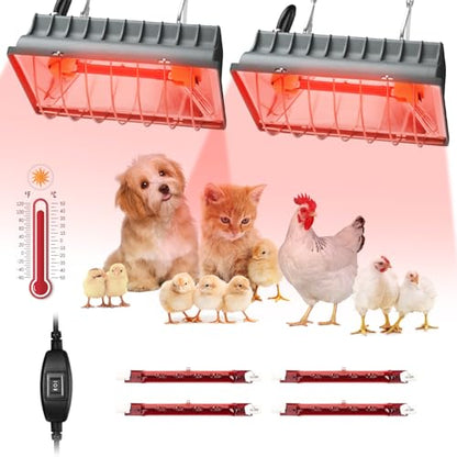 Chicken Coop Heat Lamp for Dog Kennel, Cat Bed, Reptiles & Incubators - 250W Adjustable Heat Lamp with 2 Heat Settings for Poultry, Livestock, and Pets
