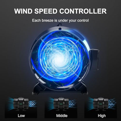 6" 260 CFM Inline Duct Fan with E12 Speed Controller, Ventilation Exhaust Fan for Cooling Booster, Grow Tents, Hydroponics - size: 6"+Fan Only