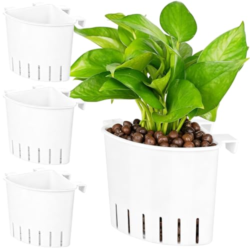 Borlech 2026 Latest Model Large Aquarium Corner Planter Hanging Plant Holder for Fish Tank Aquaponic Plant Cultivation and Aquascape Accessories Decorations (4 Pack) White - color: White-4 Pack