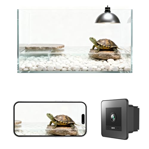 2K HD Turtle Terrarium & Tank WiFi Camera, 140° Wide-Angle Anti-Glare Lens, Night Vision, Two-Way Audio, AI Motion Alerts, 24/7 Recording, Easy Stick-On Install for Pet Turtles