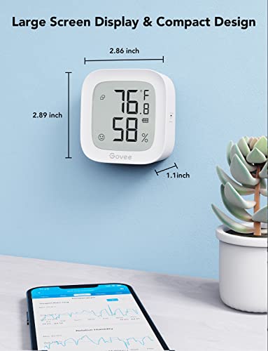 Govee WiFi Thermometer Hygrometer H5103 with Electronic Ink Display | Temp and humidity monitor with alert, 2.4G WiFi & Bluetooth, 2-yr data export. For bedroom, wine cellar, basement