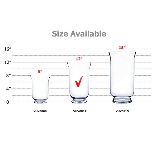 WGV Unique Bouquet Vase, 7" W, 12" H, Clear Short Hurricane Glass Candle Holder, Floral Planter Terrarium, Home Wedding Event Decor, 1 Piece (VHV0812) - size: Hurricane 12"H