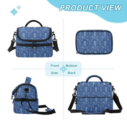 Snakes Insulated Lunch Tote Bag Organizer for Men | 8L Double Deck,Large Lunch Box with Shoulder Strap,Thermal Meal Prep Cooler,Suitable for School Work Picnic Office Travel