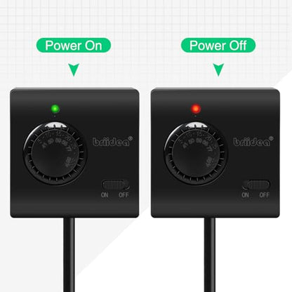 Adjustable Thermostat, Briidea Plug in Heating & Cooling Thermostat with LED Indicator, Compatible with Space Heater, Window Air Conditioners, Fans, Ideal for Household, Reptile, Greenhouse, Black - color: Black