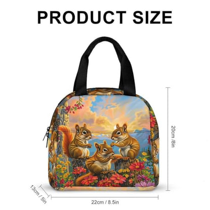 Squirrel Flower Lunch Bag for Women Men | Insulated Lunch Box Leakproof Food Meal Containers Reusable Foldable 6L Capacity Lunch Tote Bags for Work Picnic Travel - color: style-13