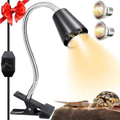 Reptile Heat Lamps, UVA/UVB Turtle Heat Lamp,Turtle Aquarium Light Bulbs, Heating Lamps with 360° Rotatable Heat Lamp for Lizard Turtle Snake Aquarium Aquatic Plants,2 Heat Bulbs 110V - color: Timed-99%uva+3%uvb Turtle Lamp+2bulb