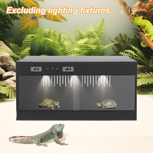 PVC Reptile Enclosure, 31.5x15.75x15.75 inch Dual Temperature Control Reptile Terrarium with Glass Sliding Door & Intelligent Thermostat, Reptiles Tank Lounge Habitat for Gecko Lizard Turtle (Black)