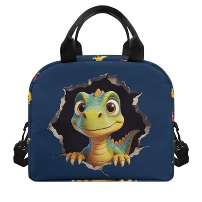 Dinosaur Kids Lunch Bag Insulated Lining - Holds Full Lunch + Snack + Water Bottle - Keeps Cool- Good for Dinosaur Museum Visit, Preschool - color: Dinosaur