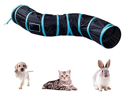 iCAGY Cat Tunnel Toys for Indoor Cats Kittens Rabbits, Pet Toy Play Tunnels | Interactive Crinkle Pop Up Tunnel Toys, Relieve Cat Boredom, Black 47" Shape S - color: Black