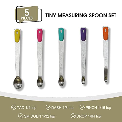 1Pack Small Measuring Spoon Set with Multi-Color Silicone Grip | Food-Grade Stainless Steel, High Precision, Dishwasher-Safe, Easy-Read Markings, Multi-Purpose, Lightweight & Durable - color: Mix-color