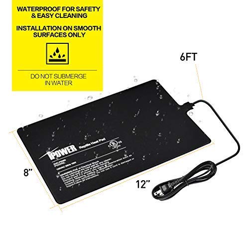 iPower 8 by 12-Inch Reptile Heat Mat Under Tank Heater Terrarium Heating Pad Ideal for Spider Snake Tarantula Hermit Crab Turtle, Black - size: 8 X 12 Inch, style: 1 Pack