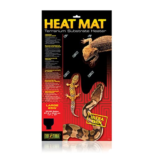 Exo Terra Heat Mat, 25 Watt, Large | Reptile Terrarium Substrate Heater for Safe, Even Heating, Ideal for Tropical & Temperate Reptile Environments - size: Large