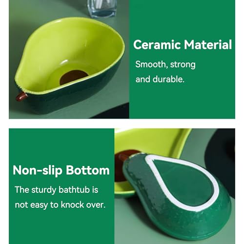 JSLZF Tree Frog Habitat Frog Water Bowl Dish Bathtub Tank Accessories Terrarium Decor Ceramic Aquarium Decoration Sturdy and Not Easy to Knock Over (2 PCS)