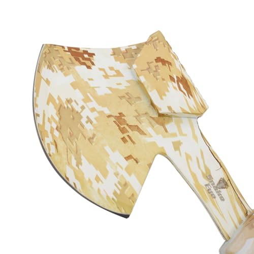 Snake Eye Tactical Heavy Duty 3PC Hunting & Camping Set – Full Tang Camping Axe, 9.5" Fixed Blade Gut Hook Knife, Sharpening Rod, and Heavy Duty Nylon Combo Sheath Included (Yellow Camo) - color: Yellow Camo