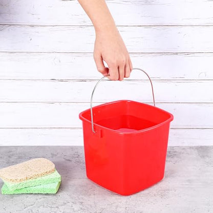 4 Pack Small Cleaning Pail, Square Detergent Bucket with Spout and Handle for Home, Offices, School, Commercial Use