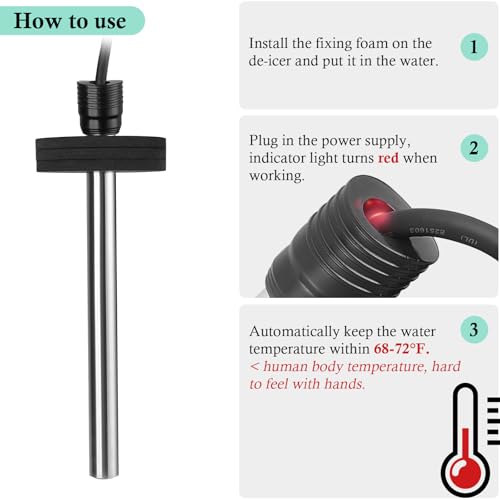 HITOP Outdoor Pond Heater - 150W 300W 600W Aquarium Heater for Small Ponds, Pond De-icer with 16.4Ft Long Cable Wire and Floatable Foam - size: 150W
