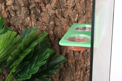 Crested Gecko Feeding Ledge with 10PCS Reptile Food Cups - Green - color: Green