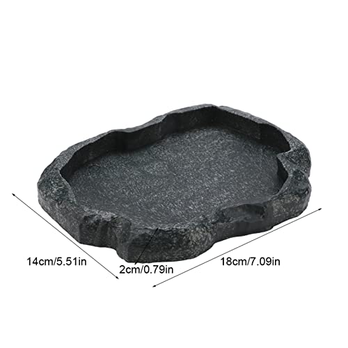 Fydun Reptile Bowl Rock Food and Water Dish Feeder Bowl Aquarium Ornament Terrarium Dish Plate for Tortoise Lizard(18 * 14 * 2cm) - size: M