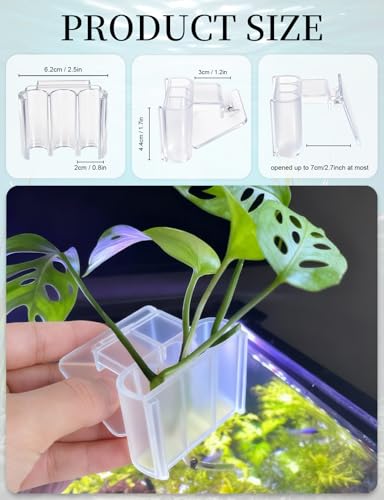 sogiv 3 Holes Aquatic Plant Cups, Hanging Aquarium Plant Holder for Fish Tank Plants Potting, Aquascape Accessories Decorations, Clear, 2 Pcs - color: Clear, 2 Pcs