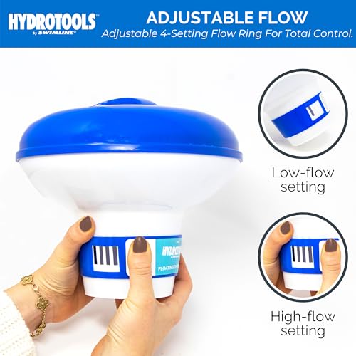 Swimline HYDROTOOLS BY SWIMLINE 8720 Extra Large Capacity Pool & Spa Chemical Dispenser | Compatible With Bromine & Chlorine Supports 1-3’’ Tablets | Adjustable Control Ring For Customizable Flow Rate - color: Classic