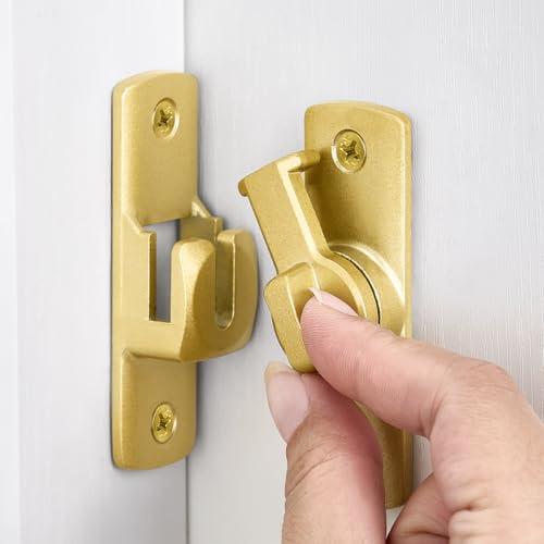 Gold Barn Door Latches,90/180 Degree Gate Lock_D | Aluminum Alloy Right Angle Door Lock Latch,Flip Gate Latches Hardware,Sliding Door Lock for Cabinets,Fence Gates,Pet Cage - color: Gold