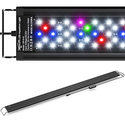 SEAOURA LED Aquarium Light for Plants & Fish Tank with Timer, 48-54 Inch | WRGBP Full Spectrum Aquarium Plant Light for Freshwater Tank, 10 Dimmer, Extend Brackets, Daylight, Moonlight, Auto On/Off - size: for 48-54 inch tank
