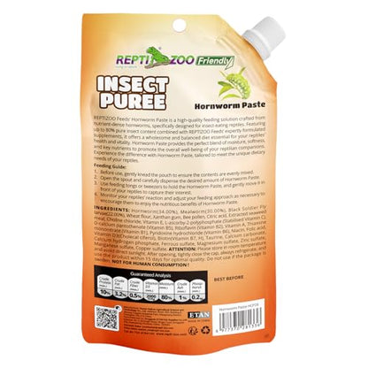 Crested Gecko Food Insect Puree, Hornworm Paste Reptile Food Made with Fresh Insects 2.82oz