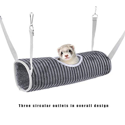 Ferret Tunnel Hanging Hammock Bed, Small Animal Rats Squirrel Toy - color: Grey