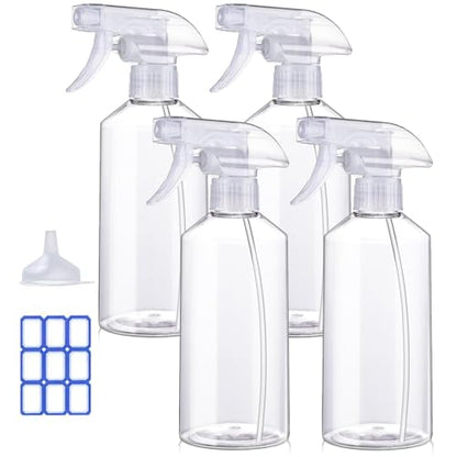 Plastic Spray Bottle 4 Pack/16.9 Oz Heavy Duty Spray Bottles for Cleaning | Leak Proof Mist Empty Water Bottle for Cleaning Solution Planting Pet and Rubbing Alcohol with Adjustable Nozzle - color: Clear/4Pack