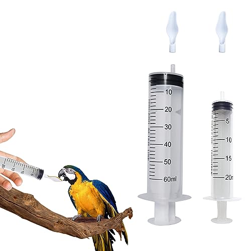 4 Pieces Baby Bird Feeding Syringe with 2 PCS 20ml Syringes, 2PCS 60ml Syringes and 4 Soft Feeding Spoons, Feeding Tool for Small Animals, Pet Feeding Tool, Pet Syringe, Bird Parrot Feeder Spoon