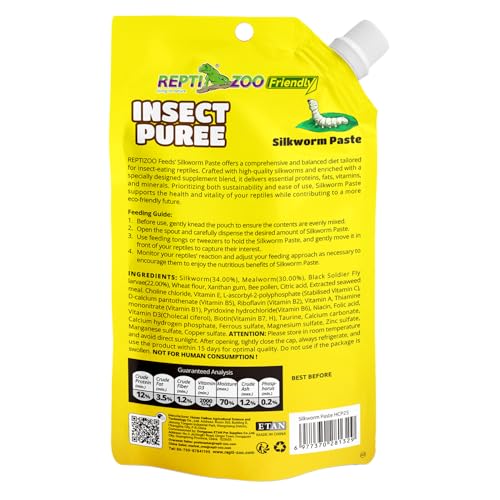 Gecko Food Insect Puree, Silkworm Paste Reptile Food Made with Fresh Insects