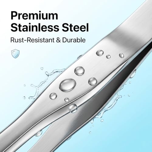 Aquarium Tweezers, 10 Inch, Stainless Steel, Straight & Curved, 2 PCS, Long Reptile Feeding Tongs for Bearded Dragon, Lizard, Snake, Fish Tank