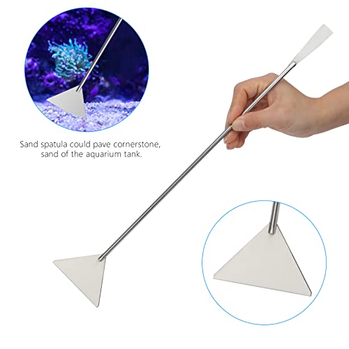 15" Aquarium Aquascape Tools Kit 4P Stainless Steel Aquascaping Set | 4in1 Extra Long Full Metal Design, Scissors, 2P Tweezers And Sand Spatula, For Trimming Plants, Arranging Sand And Aquascape - color: Silver
