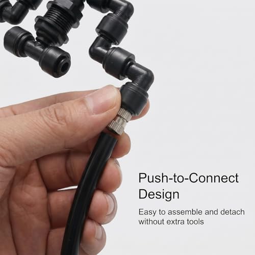 Reptile Misting Spray Nozzle for Rainforest Tank Pet Cooling Adjustable Reptile Nozzle Fogger Mist Sprinkler for Full Water Coverage, Replacement Micro Spray Nozzles (Dual Head, 360 Degree Adjustable) - color: black