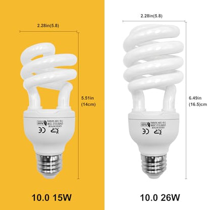UVB Reptile Light, 10.0 15W UVA UVB Light for Reptiles, Spiral Compact Fluorescent UVB Bulb for Bearded Dragons Tortoise Lizards and Snakes - size: 5.5 in 10.0