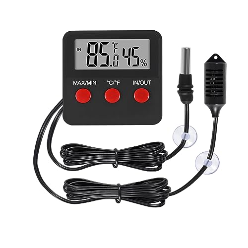 Digital Thermometer and Humidity Thermometers Indoor and Outdoor Digital Temperature and Hygrometer Gauge with Probe for Reptile Terrarium Thermometer Pet Keeping - color: 1PCS