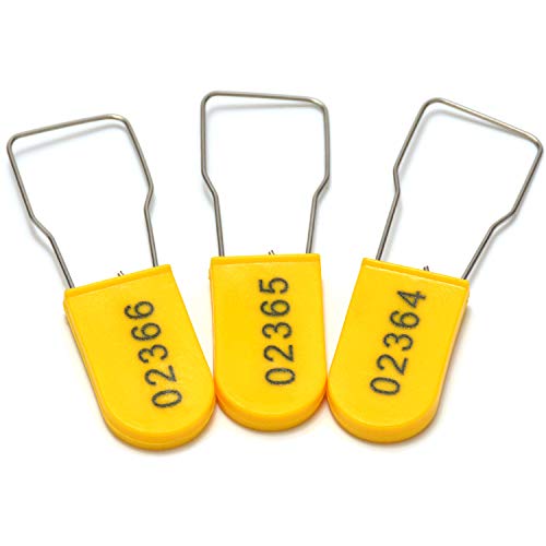 100pcs Security Metal Wire Padlocks, Plastic Security Seals Disposable Anti-Tamper Tag Locks with Numbered Anti Tamper Tag Hasps (Yellow, 100pcs) - color: Yellow, size: 100pcs