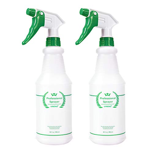 Plastic Spray Bottles 2 Pack, 32 Oz, Heavy Duty Sprayer, All-Purpose, Green | Chemical Resistant, Mist & Stream, Leak-Proof, Better Trigger, Measurements, for Cleaning Solutions, Planting, Car Detailing - color: Green