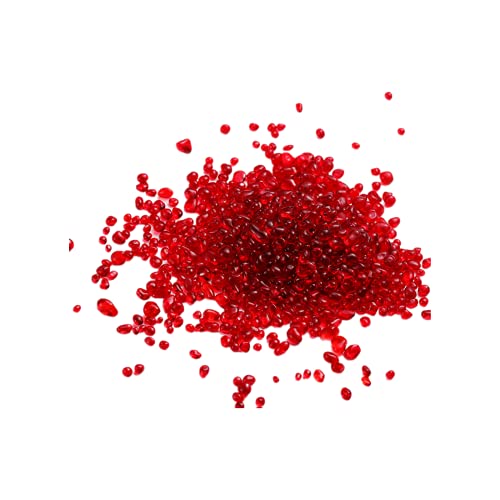Decorative Stones,Glass Stones,1 Lb About 460 G Irregular Sea Glass Pebbles Artificial Glaze Crystal Stones Rocks for Vase Filler,Table Scatter,Aquarium Decoration,Air Plants Decoration (Red) - color: Red
