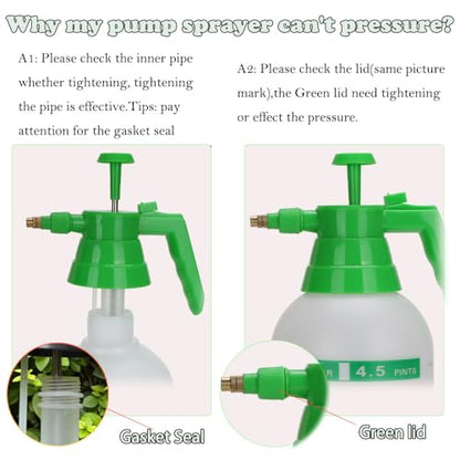 3 Pack 2L Garden Pressure Sprayer, Hand Pump Plant Spray Bottle | Translucent Handheld Sprayer for Indoor Houseplant Watering, Lawn Care, Household Cleaning & Patio Maintenance - color: 2L-White-3PCS