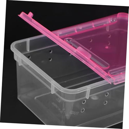 2Pcs Transparent Reptile Feeding Box Lightweight Habitat for and Lizards Breathable Design with Ventilation for Pet Hatching and Outdoor Use