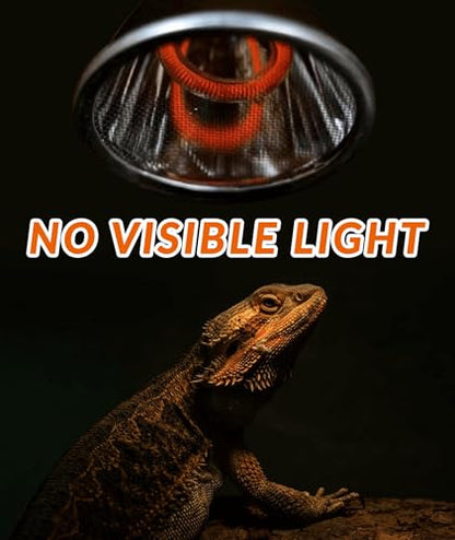 50W Deep Heat Infrared Projector Lamp for Reptiles, Emits both Infrared A & B Wavelengths, Reptiles Basking Light Heat Lamp Bulbs with Reflector for Bearded Dragons, Turtles, Snakes, Lizards, etc.