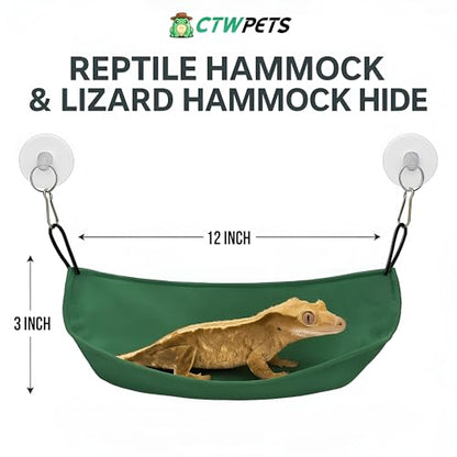 Reptile Hammock & Lizard Hammock Hide (100% Polyester, 2 Suction Cups) 9.8" x 3.9" with 2.4" Ideal for Geckos, Lizards & Small Reptile Hide Crested Gecko Accessories (Bright Yellow, Medium) - color: Bright Yellow