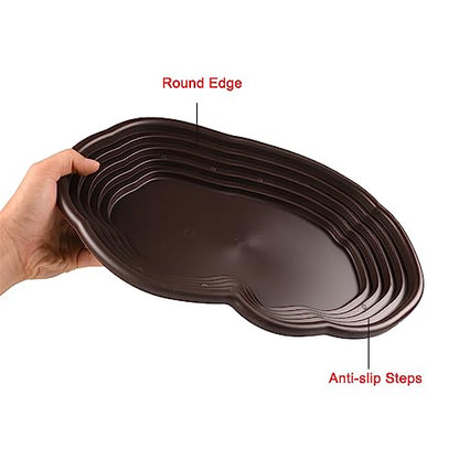 Extra Large Reptile Bathing Pool Reptile Feeding Dish Water Bowl with Ramp Aquarium Ornament for Gecko, Snake, Turtle, Bearded Dragon, Lizard Bath(Black) - color: Black