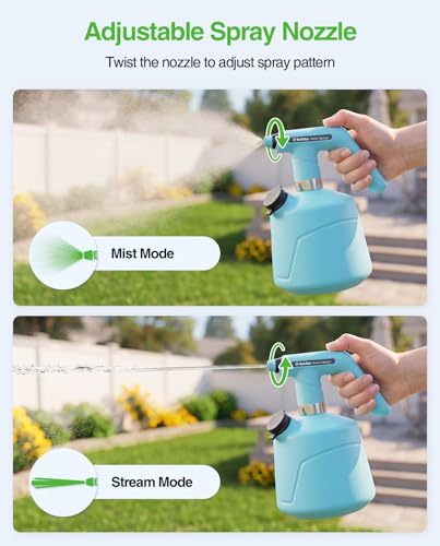 TaskStar Electric Spray Bottle 2L/0.5 Gallon, Battery Powered Garden Sprayer Up to 7.5 Hours Long Battery Life with Fast Charging, Automatic Mister Spray Bottle for Plant with Independent Water Inlet - color: Blue