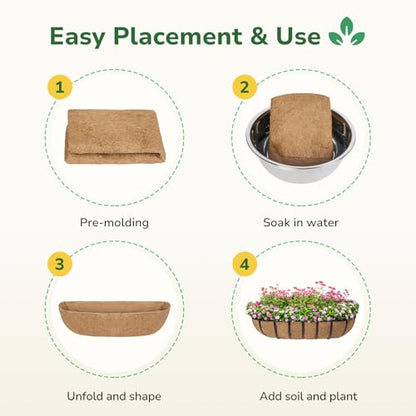 GreatBuddy 2 Pcs Coco Liners for Planters 48 Inch, Sturdy Window Box Liners, Perfect Planter Liners Replacement for The Old, 100% Natural, Easy to Straighten Out - size: 48 inch