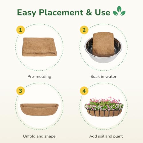 GreatBuddy 2 Pcs Coco Liners for Planters 24 Inch, Sturdy Window Box Liners, Perfect Planter Liners Replacement for The Old, 100% Natural, Easy to Straighten Out - size: 24 inch